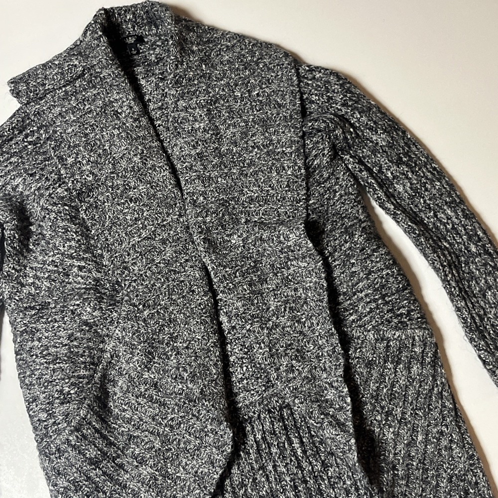 Talbots‎ Alpaca Blend Cardigan Size S Gray Open Front Cable Knit Sweater Warm